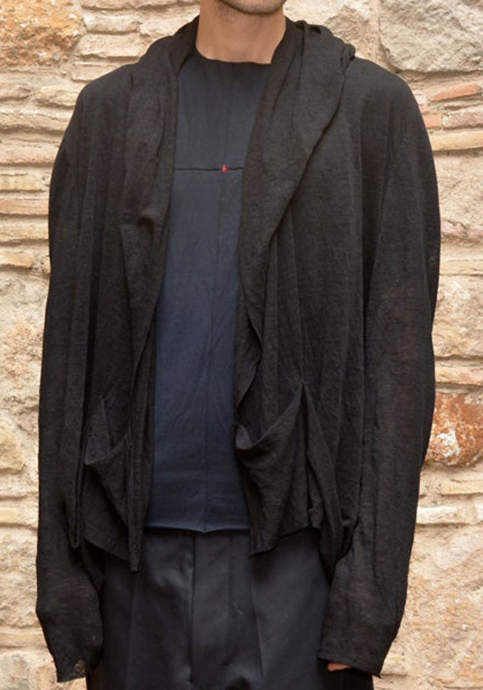 m.a+ by Maurizio Amadei 通販 HOODED OPEN FRONT CARDIGAN BLACK ...