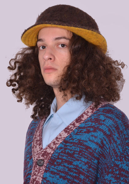MARNI CLZC0090QU BUCKET HAT CACAO/MASTARD FW22 | DOSHABURI Online Shop