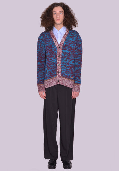 MARNI CDMG0092Q0 V-NECK CARDIGAN BORDEAUX/BLUE FW22 | DOSHABURI Online Shop