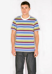 MARNI HUMU0151EX STRIPE T-SHIRT BLUE/GREEN/BURGUNDY SS22 | DOSHABURI Online Shop