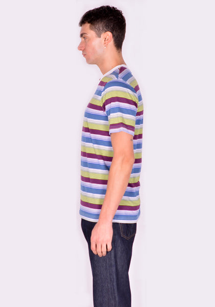 MARNI HUMU0151EX STRIPE T-SHIRT BLUE/GREEN/BURGUNDY SS22 | DOSHABURI Online Shop