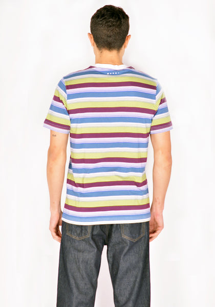 MARNI HUMU0151EX STRIPE T-SHIRT BLUE/GREEN/BURGUNDY SS22 | DOSHABURI Online Shop