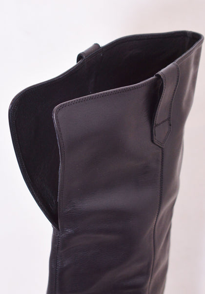 NINAMOUNAH HOWLING KNEE-HIGH LEATHER BOOTS BLACK SS22 | DOSHABURI Online Shop