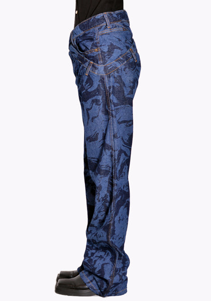 NINAMOUNAH T_04 PANDA DENIM TROUSERS LASER BLEACH INDIGO SS22 | DOSHABURI Online Shop