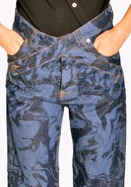 NINAMOUNAH T_04 PANDA DENIM TROUSERS LASER BLEACH INDIGO SS22 | DOSHABURI Online Shop