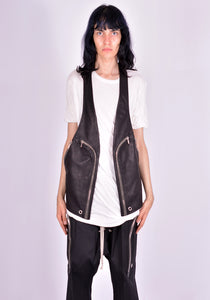 RICK OWENS RU02A5451 LCW 09 BAUHAUSLEATHER VEST BLACK 2021FW | DOSHABURI Online Shop