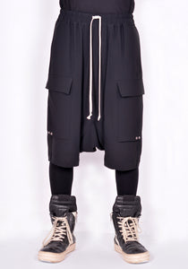 RICK OWENS RU02A5389 HY CARGO PODS SHORTS BLACK FW21 | DOSHABURI Online Shop