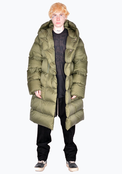 RICK OWENS RU02B2998 NZD3 15  PADDED & QUILTED HOODED LINER COAT GREEN FW22 | DOSHABURI Online Shop