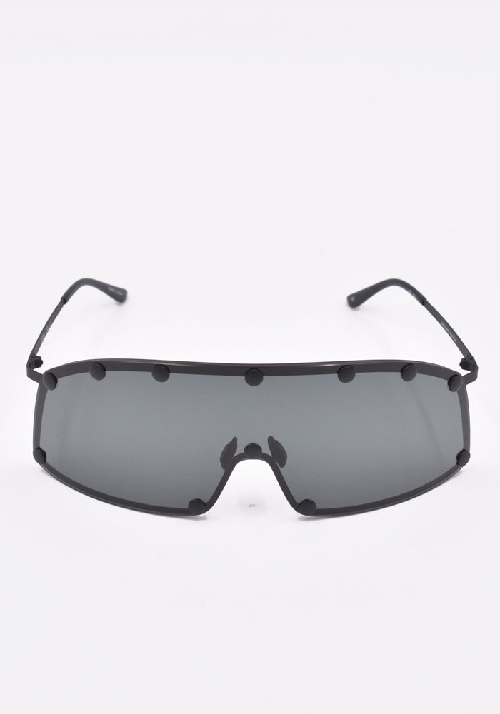 RICK OWENS MEN SHIELDING SUNGLASSES BLACK SS23 | DOSHABURI