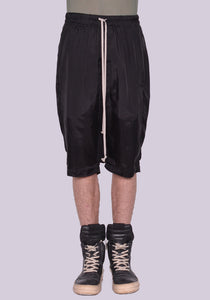 RICK OWENS MEN RU01C4384 J 09 RICK'S PODS SHORTS CUPRO BLACK SS23 | DOSHABURI Online Shop