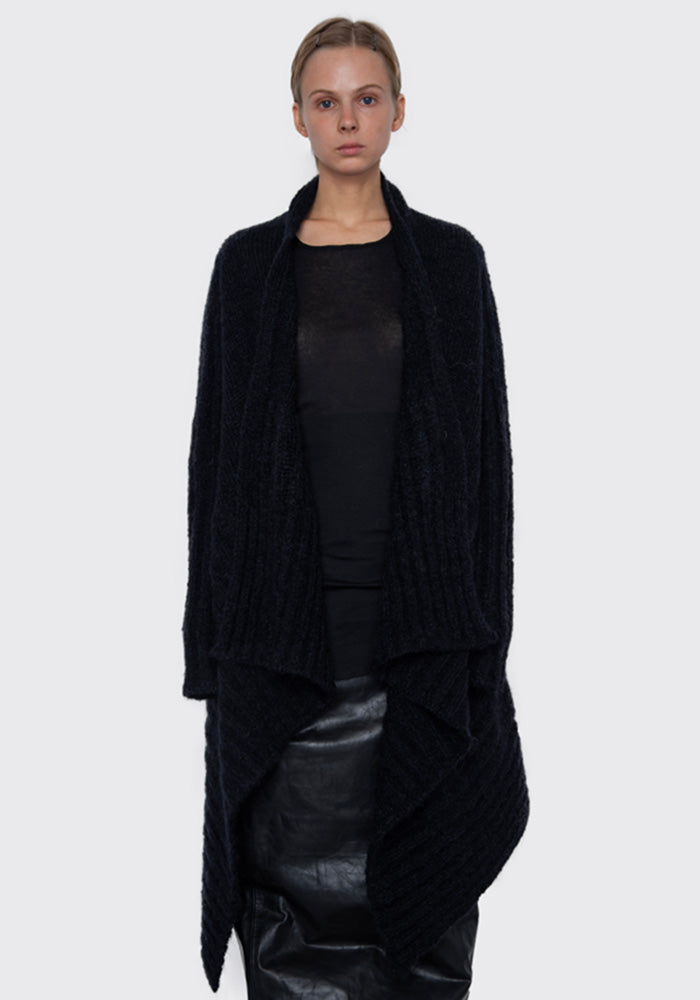 RICK OWENS RO02B6642 WM 09 MEDIUM KNIT WRAP CARDIGAN BLACK FW22 | DOSHABURI Online Shop