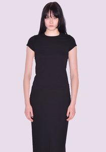 RICK OWENS WOMEN RP01C5235 JA CROPPED LEVEL T-SHIRT BLACK SS23 | DOSHABURI Online Shop