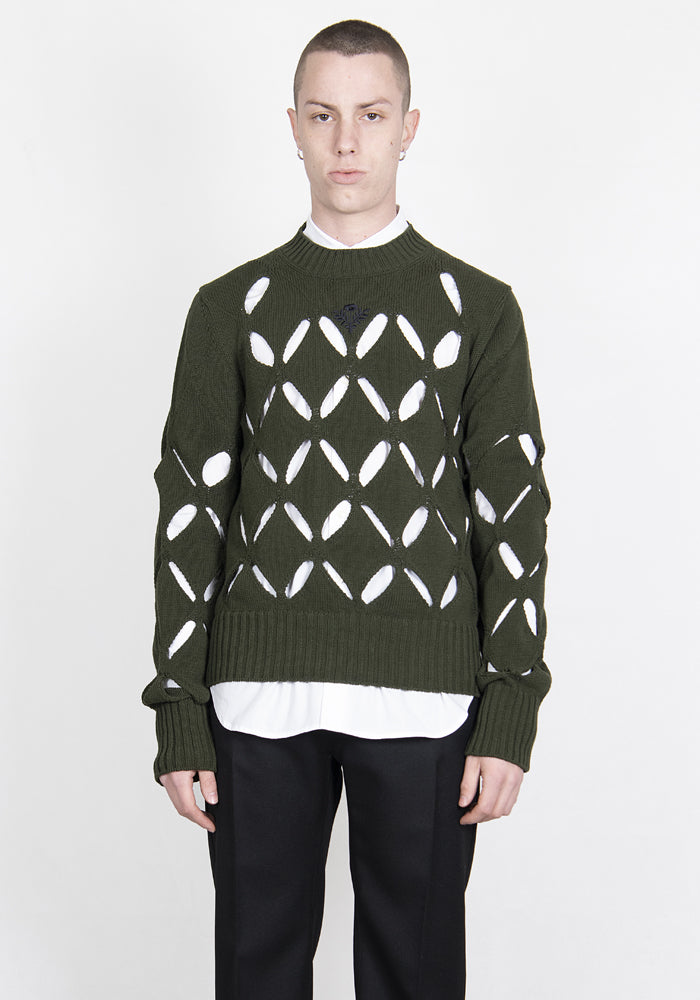 STEFAN COOK ステファンクック通販 DIAMOND SLASHED JUMPER KHAKI 