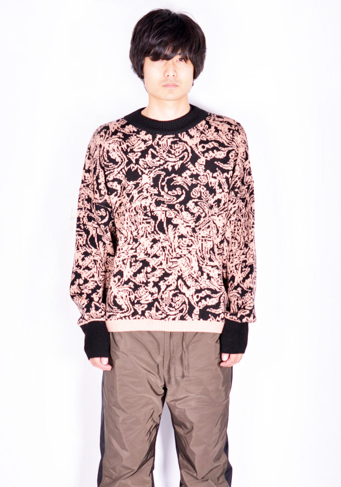 SERAPIS セラピスマリタイム通販 JACQUARD KNIT SWEATER PINK/BLACK 