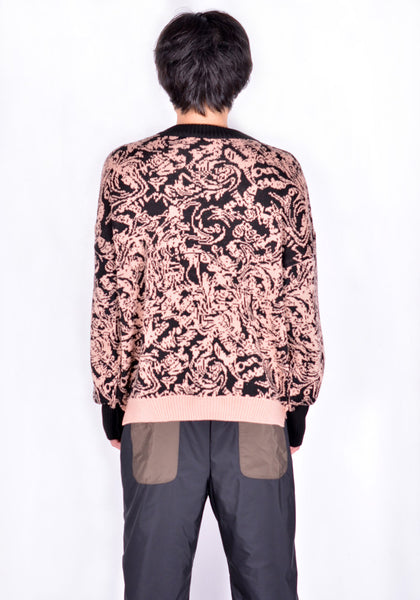 SERAPIS JACQUARD KNIT SWEATER SALMON PINK/BLACK SWIRL FW21 | DOSHABURI Online Shop