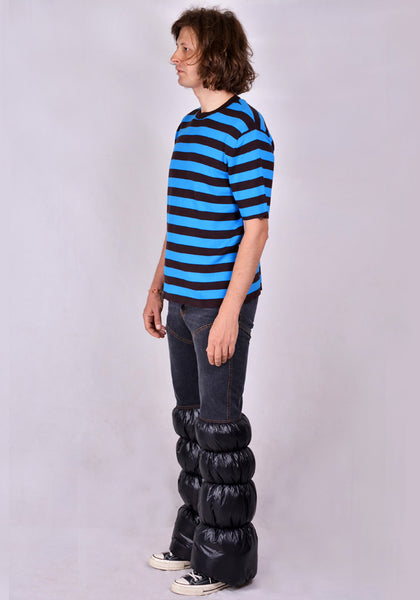 SUNNEI T01 KITTED STRIPE T-SHIRT BLUE/MOKA 2020FW | DOSHABURI Online Shop