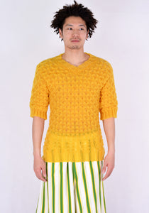 SUNNEI TVN01 V-NECK SHORT SLEEVE KNIT SWEATER MANGO - DOSHABURI Shop