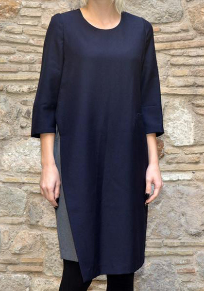 UJOH SLIT DRESS NAVY/GREY | 50% Off-Sale | Doshaburi Online Shop