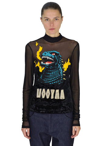 UOOYAA UY942Z1066 EMBROIDERED MESH TOP BLACK - DOSHABURI Shop