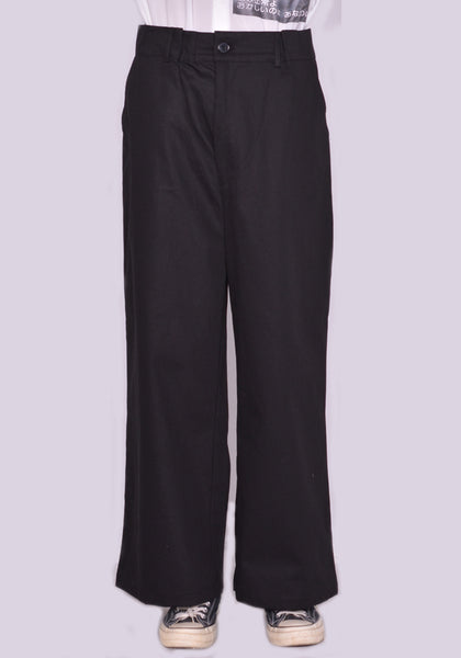 YUIKI SHIMOJI HIGH WAIST WIDE PANTS BLACK | DOSHABURI Online Shop