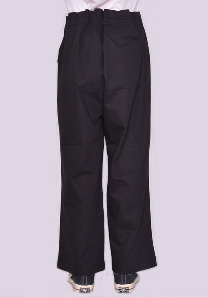 YUIKI SHIMOJI HIGH WAIST WIDE PANTS BLACK | DOSHABURI Online Shop