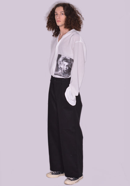 YUIKI SHIMOJI HIGH WAIST WIDE PANTS BLACK | DOSHABURI Online Shop