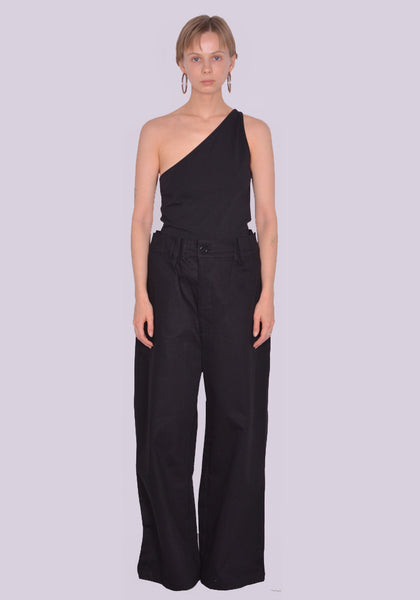 YUIKI SHIMOJI HIGH WAIST WIDE PANTS BLACK | DOSHABURI Online Shop