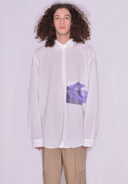 YUIKI SHIMOJI UNISEX LONG SLEEVE SHIRT WHITE OPIUM POPPY | DOSHABURI Online Shop