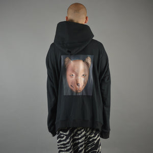 YUIKI SHIMOJI UNISEX ZIP HOODIE BLACK FOX - DOSHABURI Shop