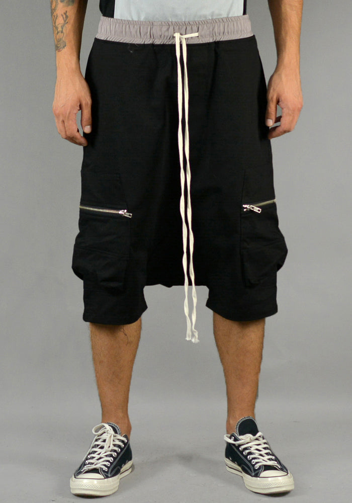 YUIKI SHIMOJI UNISEX CARGO SHORTS BLACK/GREY - DOSHABURI Shop